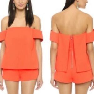 Cmeo collective Palisades orange vibrant offshoulder romper